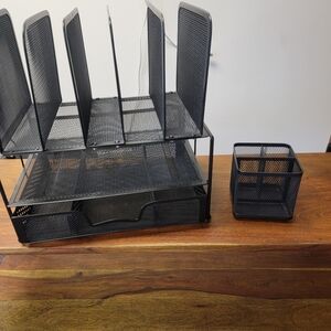 Black Mesh Desk Organizer Set